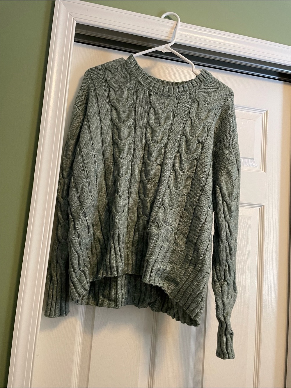 Banana Republic Cable Knit Crewneck Sweater - Sage Green